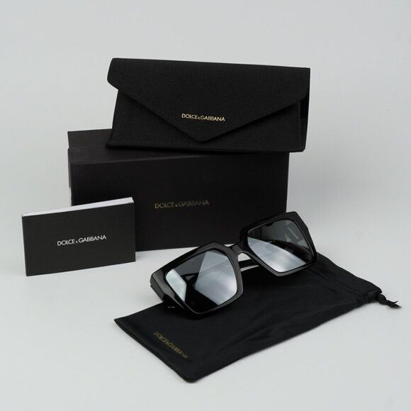 NEW D&G DG4446B 501/6G  Black Gray Mirrored Black Square Women Sunglasses - Picture 9 of 10